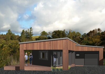 Dark garage door and sandstone joinery and roof orig